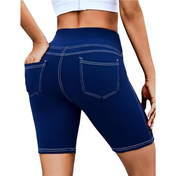 VOOVEEYA High Waisted Yoga Biker Shorts Butt Lifting Workout Gym Shorts Women - Picture 1 of 6